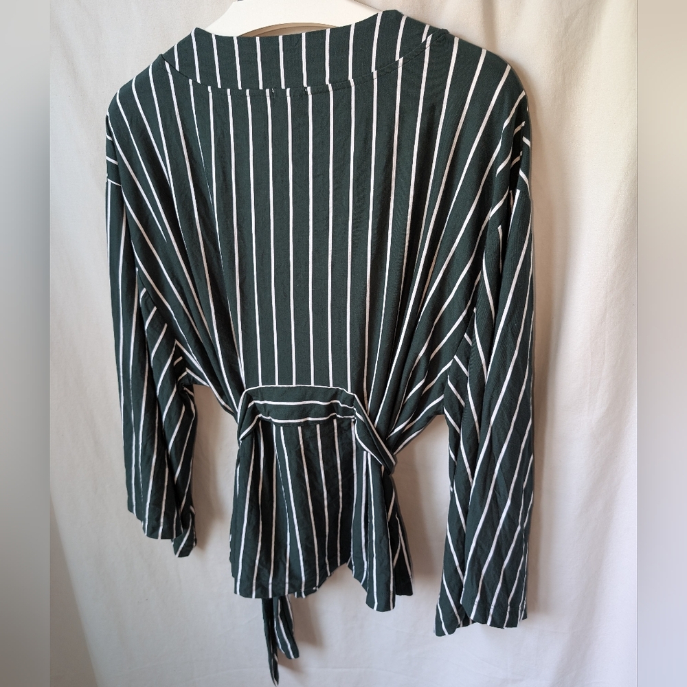 Lake Kimono Pajama Set 2XL XXL Wrap Top Pants DreamKnit Green Stripe Women Modal - Picture 5 of 10